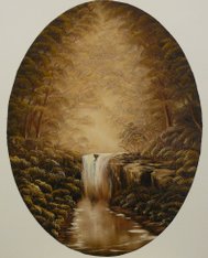 "Enchented falls oval". 2012. Olja, 50X60 cm.