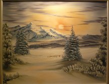 "Winter sun over the mountains". 2012. Olja på duk, 40x50 cm. 