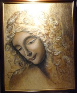 "Flicka med mörk hy". Ur skiss av L. Da Vinci. Akryl på duk. 40X50 cm.